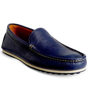 New Spring Allen Edmonds Navy Blue Venetian Leather mens Italy loafers size 9